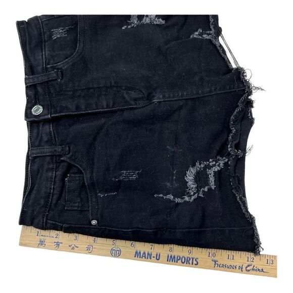 Denim Black Women’s Mini Skort Small Jean Distressed Goth Rock skirt - Picture 4 of 13